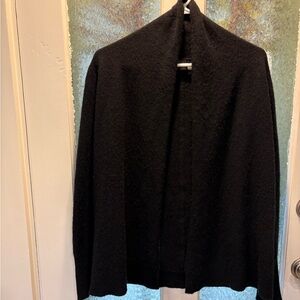 100% Cashmere Tahari Black Open-Front Cozy Cardigan